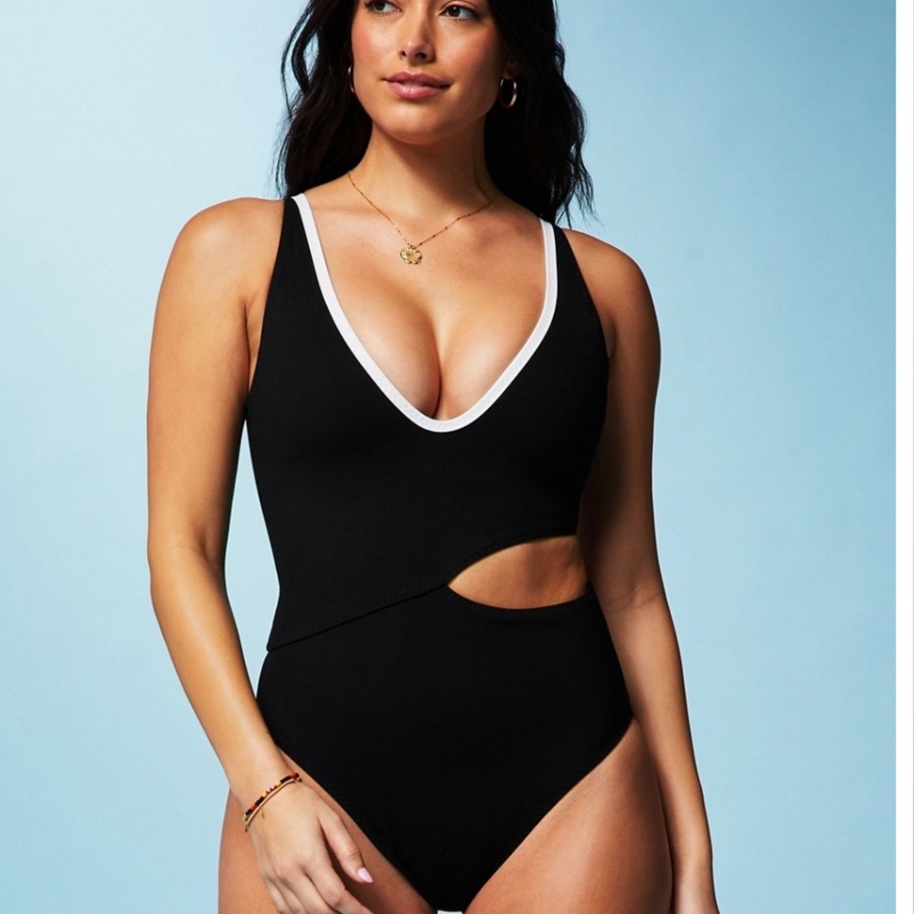 Fabletics Black Swimsuit with White Straps